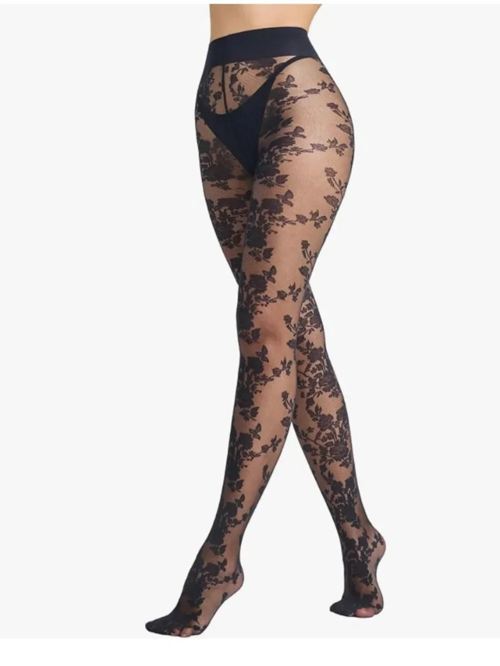 Mesh Floral Patterned Sheer Pantyhose